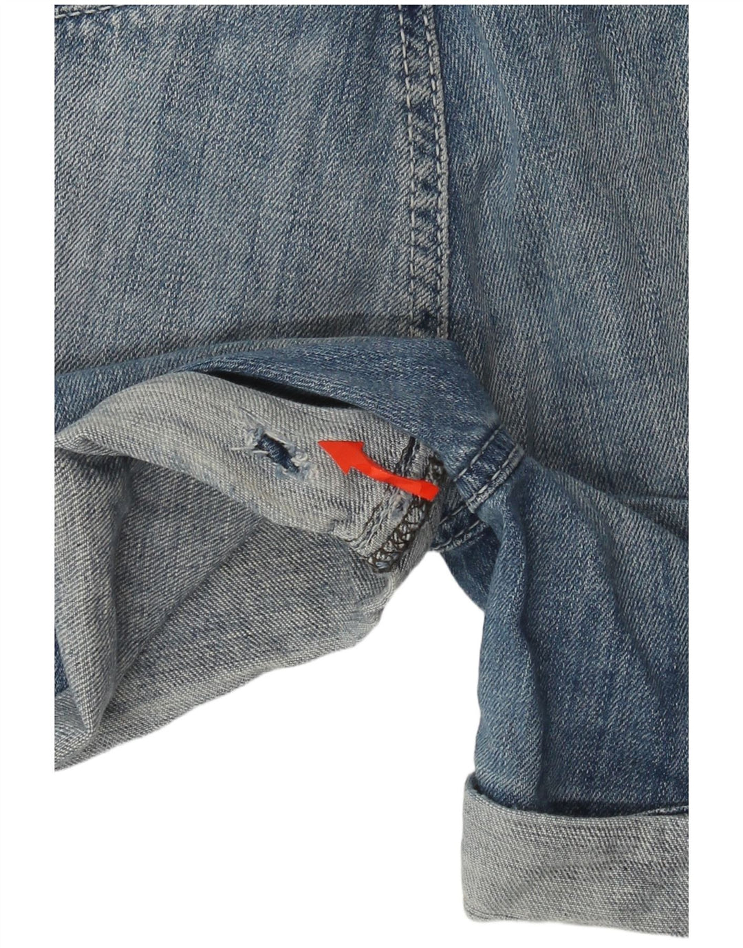 Guess Distressed Denim-Shorts für Damen, W28, mittelblaue Baumwolle