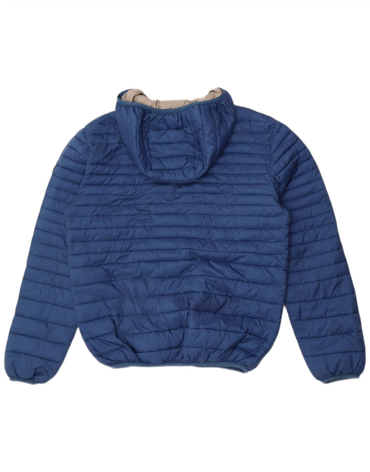 Trussardi Herren-Jacke mit Kapuze, gepolstert, UK 40, Größe L, blaues Nylon