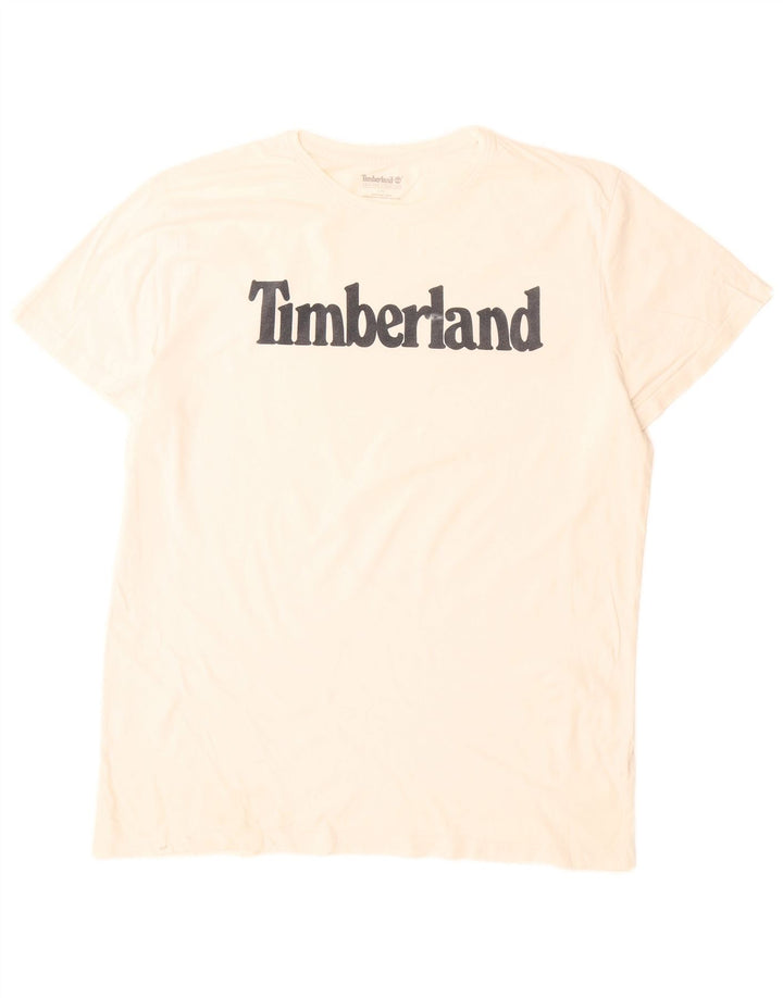 Timberland Herren-T-Shirt mit Grafik, groß, aus weißer Baumwolle