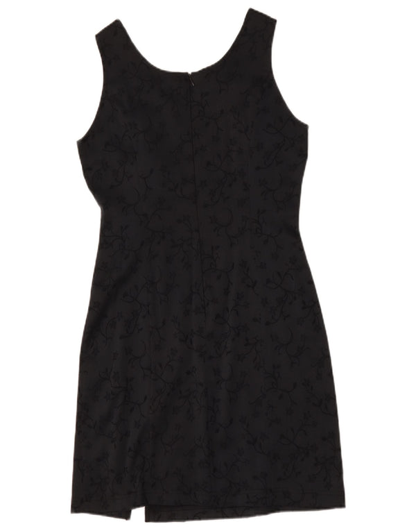 Vintage Damen Ärmelloses Etuikleid EU 36 Kleine schwarze Viskose mit Blumenmuster