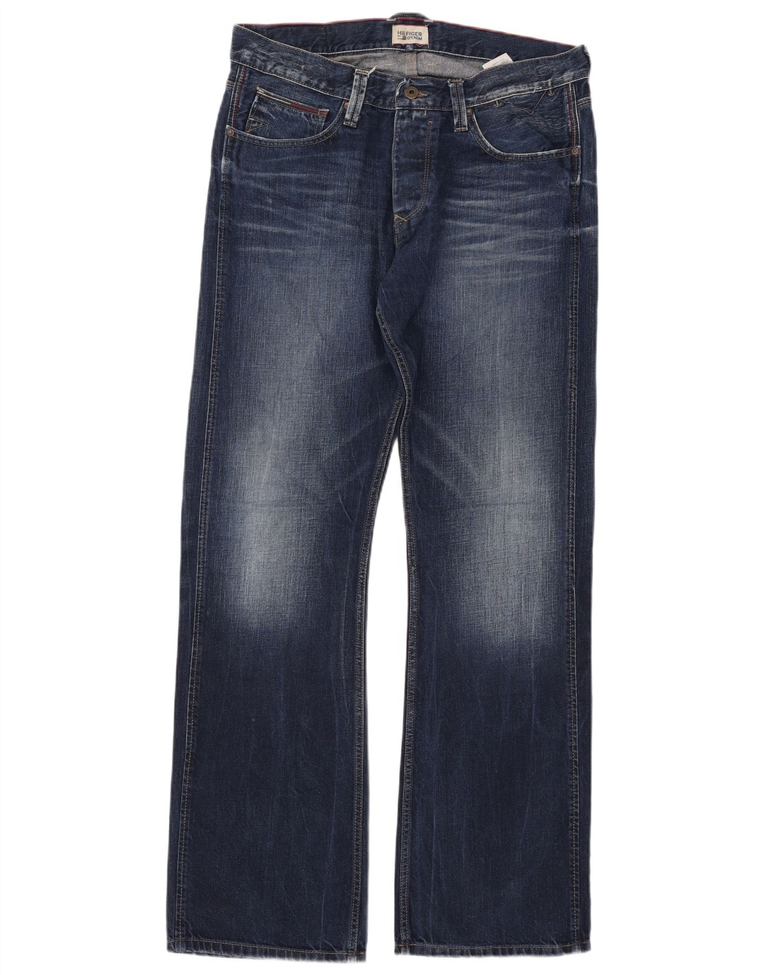 TOMMY HILFIGER Herren Bootcut Jeans W34 L34 Marineblaue Baumwolle