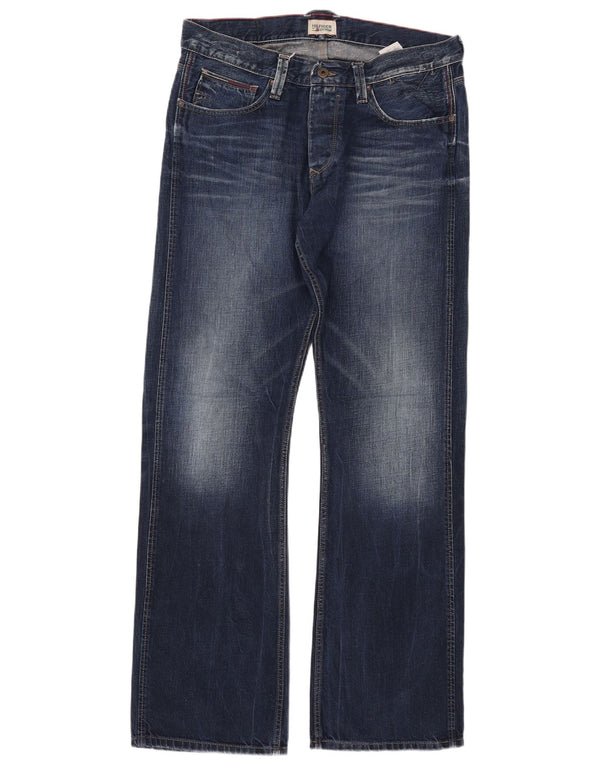 TOMMY HILFIGER Herren Bootcut Jeans W34 L34 Marineblaue Baumwolle