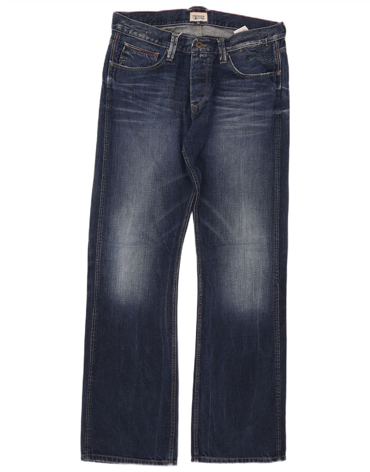 TOMMY HILFIGER Herren Bootcut Jeans W34 L34 Marineblaue Baumwolle