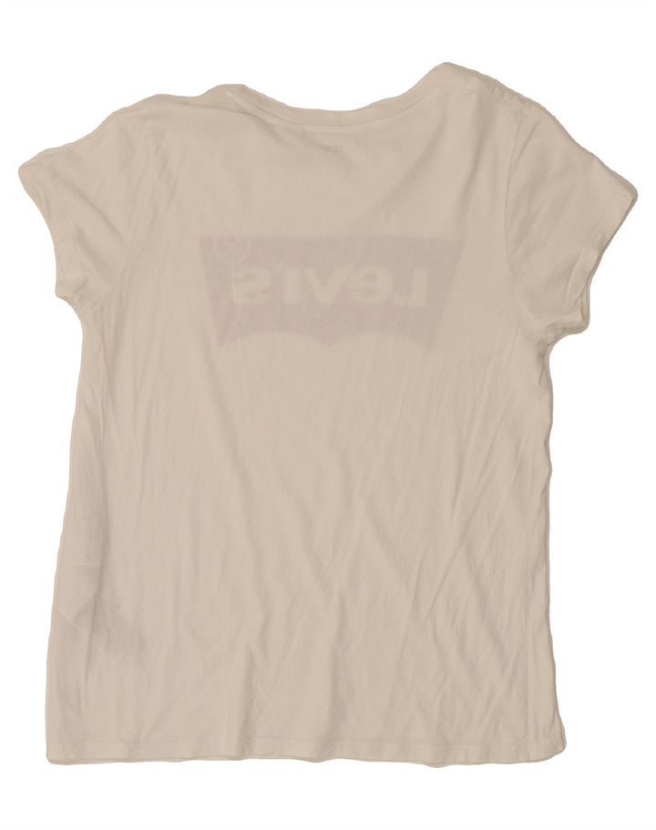 LEVI'S Womens Graphic T-Shirt Top UK 12 Medium White Cotton Vintage Levi's and Second-Hand Levi's from Messina Hembry 