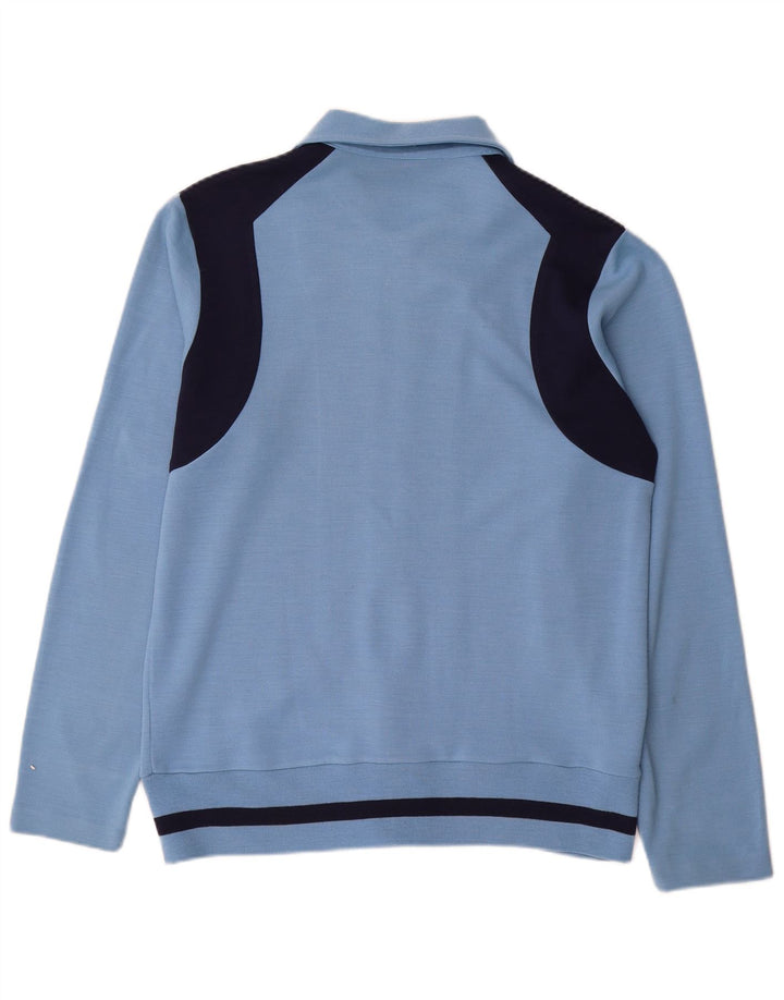 Vintage Herren-Trainingsanzug-Top-Jacke, mittelblau, Farbblock