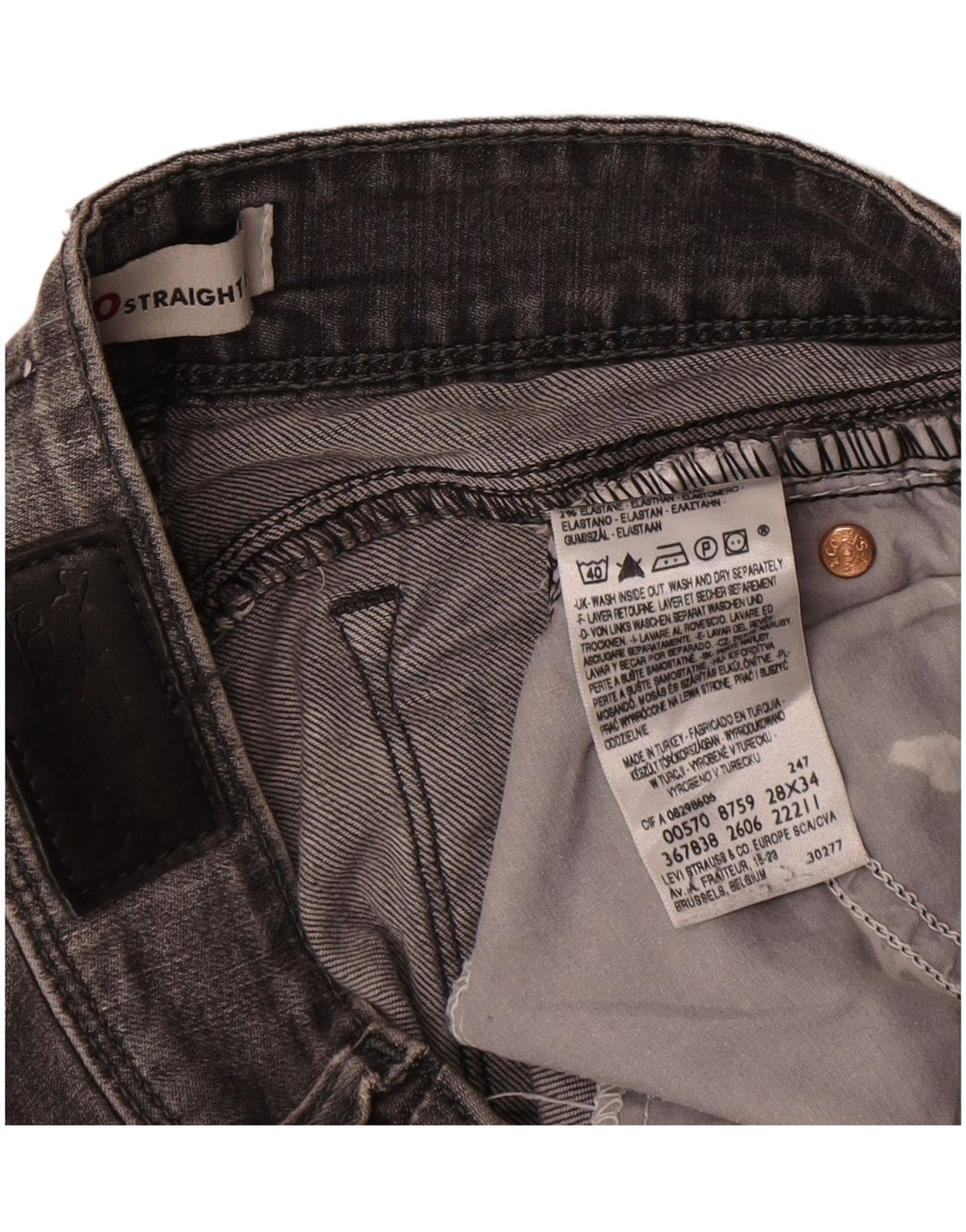 Levi's Damen 570 Straight Jeans W28 L31 Graue Baumwolle