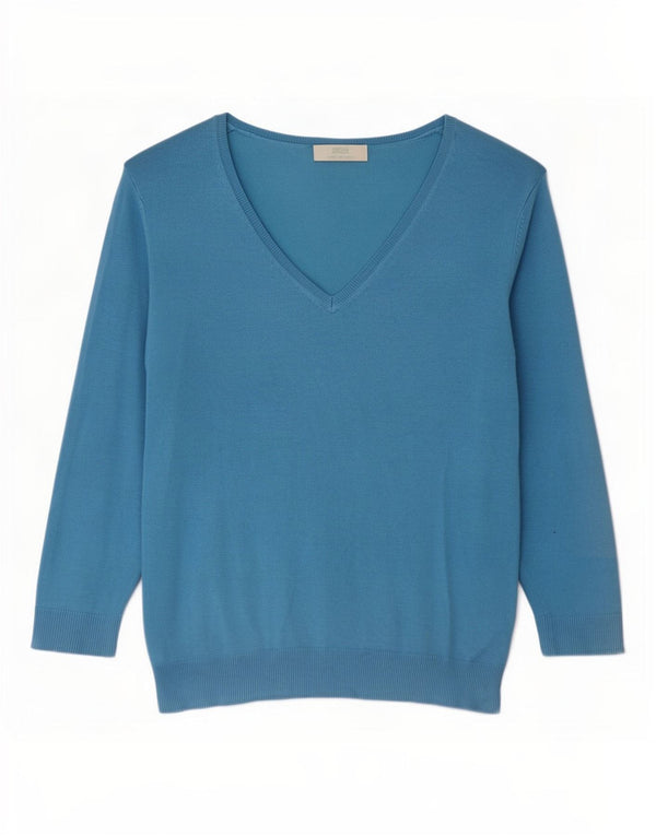 Marks & Spencer Damen-Pullover in Übergröße mit V-Ausschnitt, Gr. 12, Mittelblau