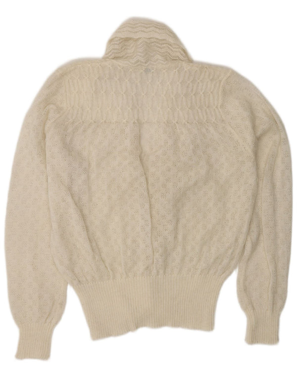 VINTAGE Damen Cardigan Pullover UK 16 Large Off White Acryl