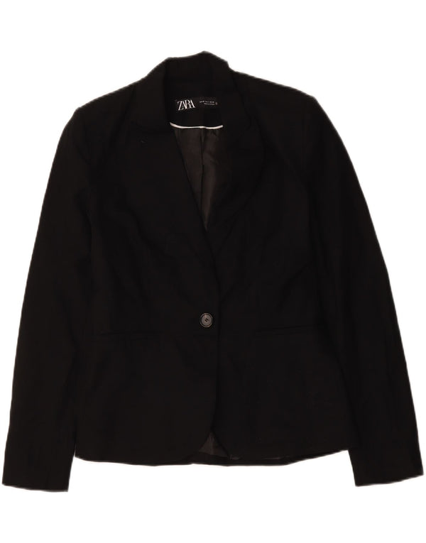 Zara Damen 1-Knopf-Blazerjacke UK 36 Small Schwarz Polyester