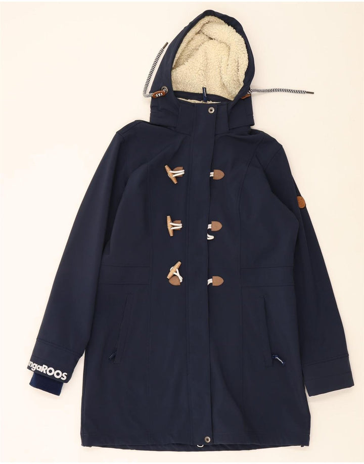 KANGAROOS Womens Graphic Hooded Windbreaker Coat UK 12 Medium  Navy Blue Vintage Kangaroos and Second-Hand Kangaroos from Messina Hembry 