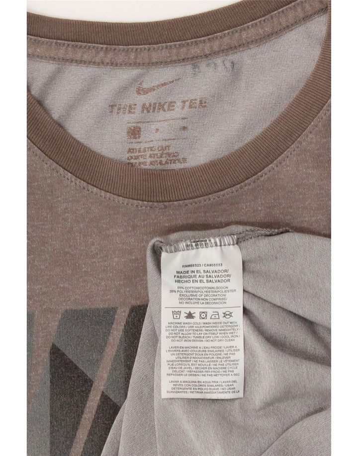 Nike Herren-T-Shirt mit sportlichem Schnitt und Grafik, Größe S, aus grauer Baumwolle