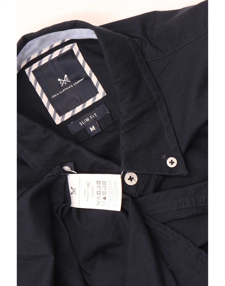 Crew Clothing Herren-Slim-Fit-Hemd aus mittlerer marineblauer Baumwolle