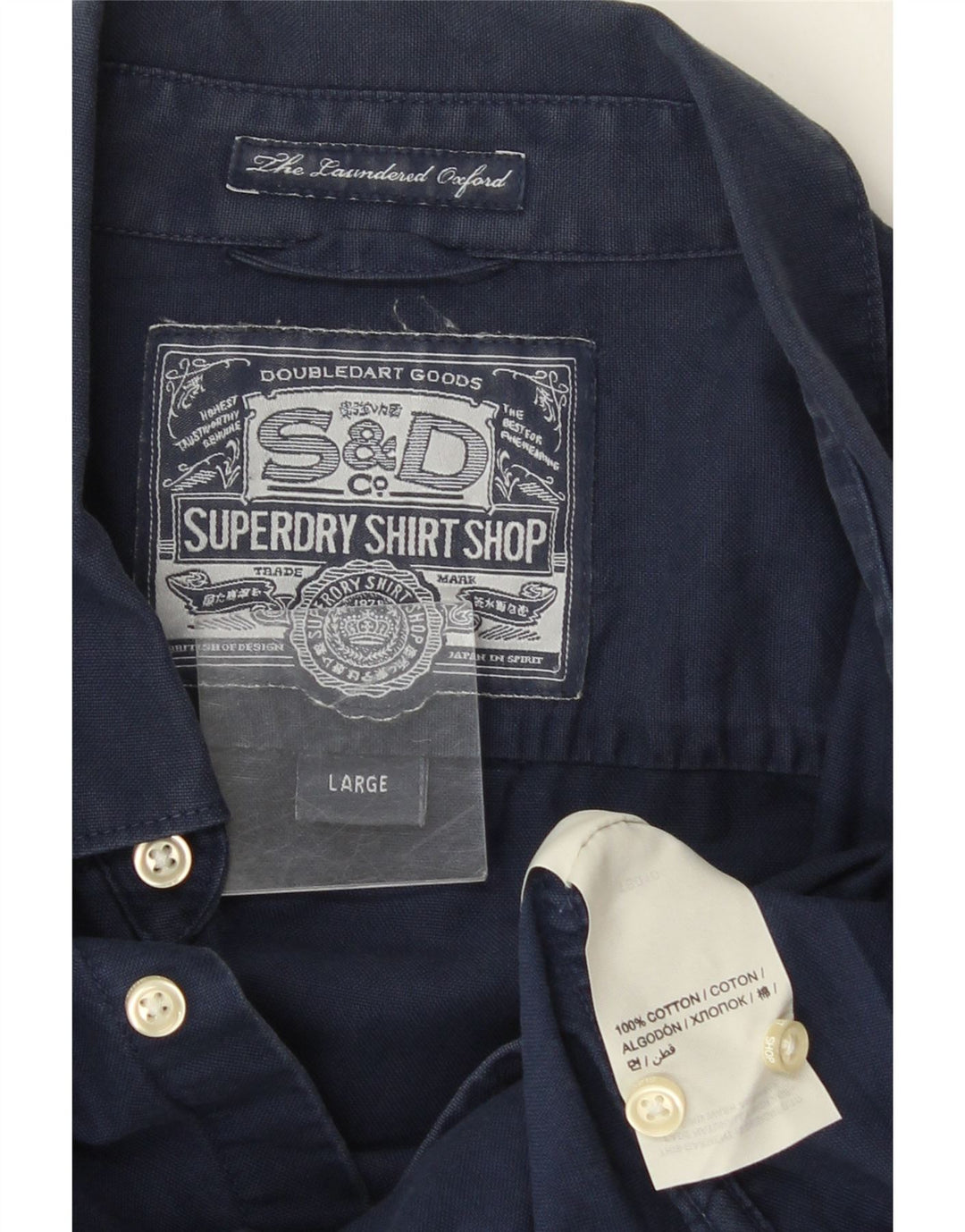 Superdry Herren-Hemd, groß, marineblau, Baumwolle