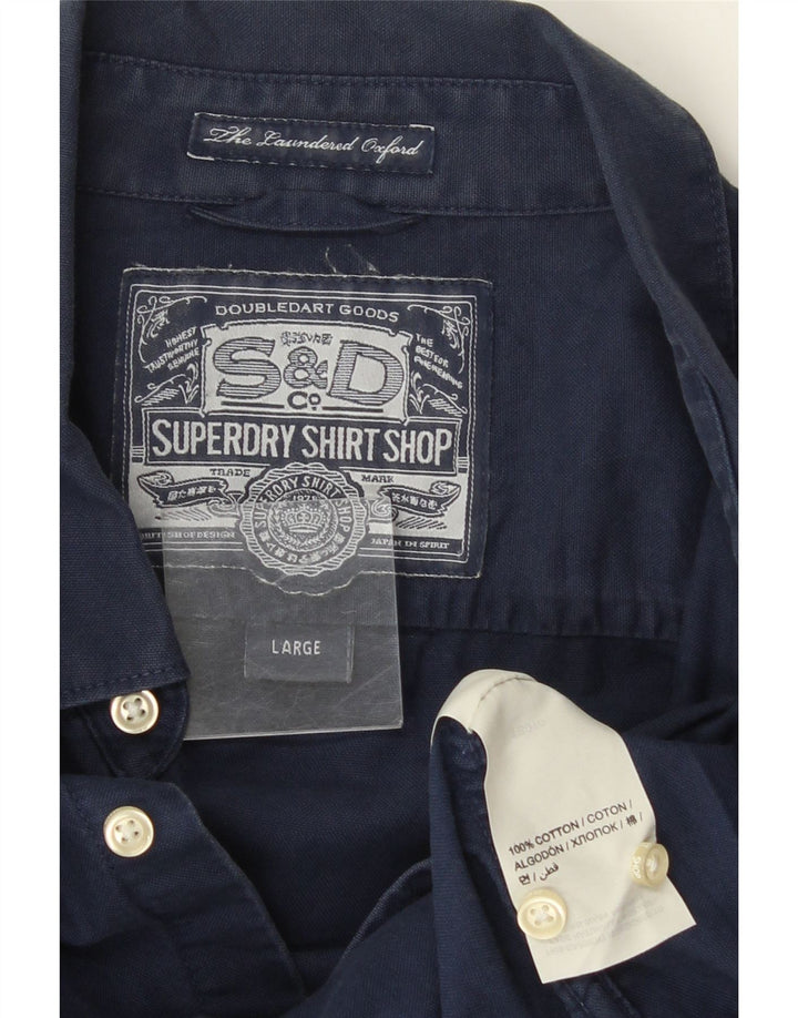 Superdry Herren-Hemd, groß, marineblau, Baumwolle