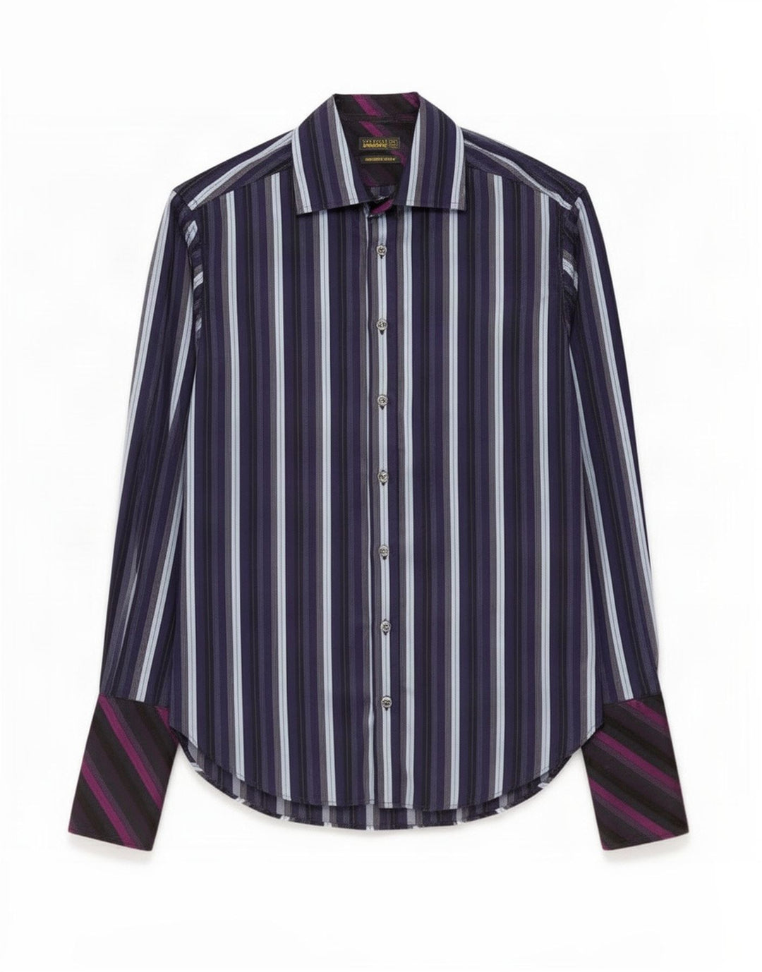 Ted Baker formelles Herrenhemd, Größe 38 15, mittelmarineblau, gestreift, Baumwolle