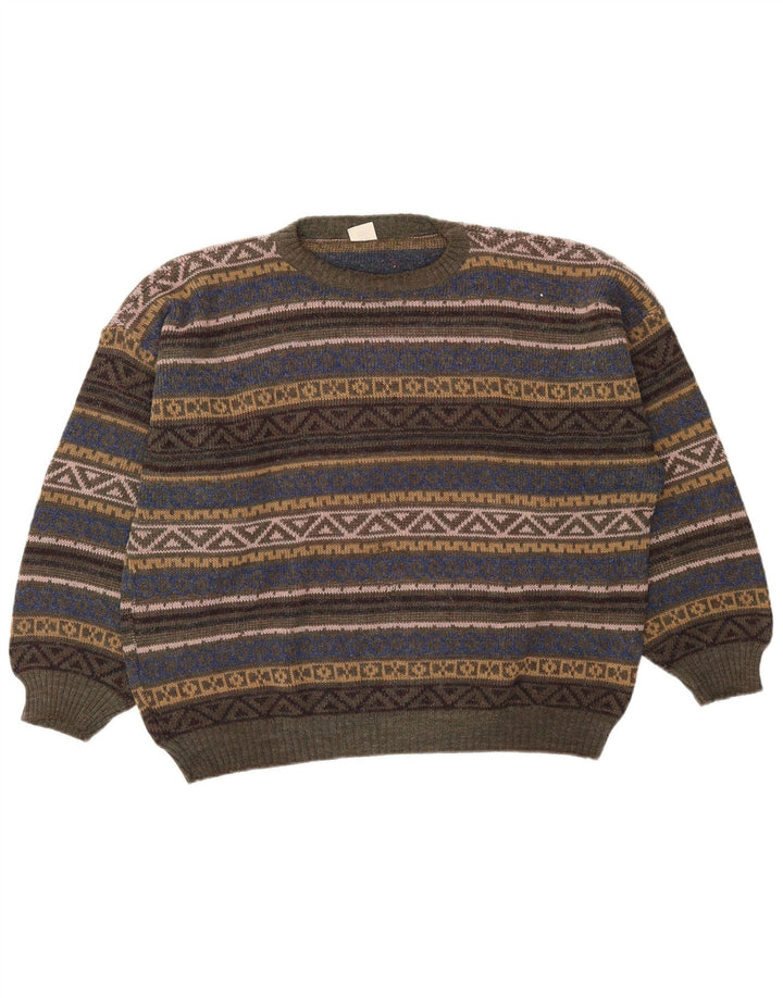 Vintage Herren-Pullover mit Rundhalsausschnitt, mittelgroß, mehrfarbig, Fair Isle