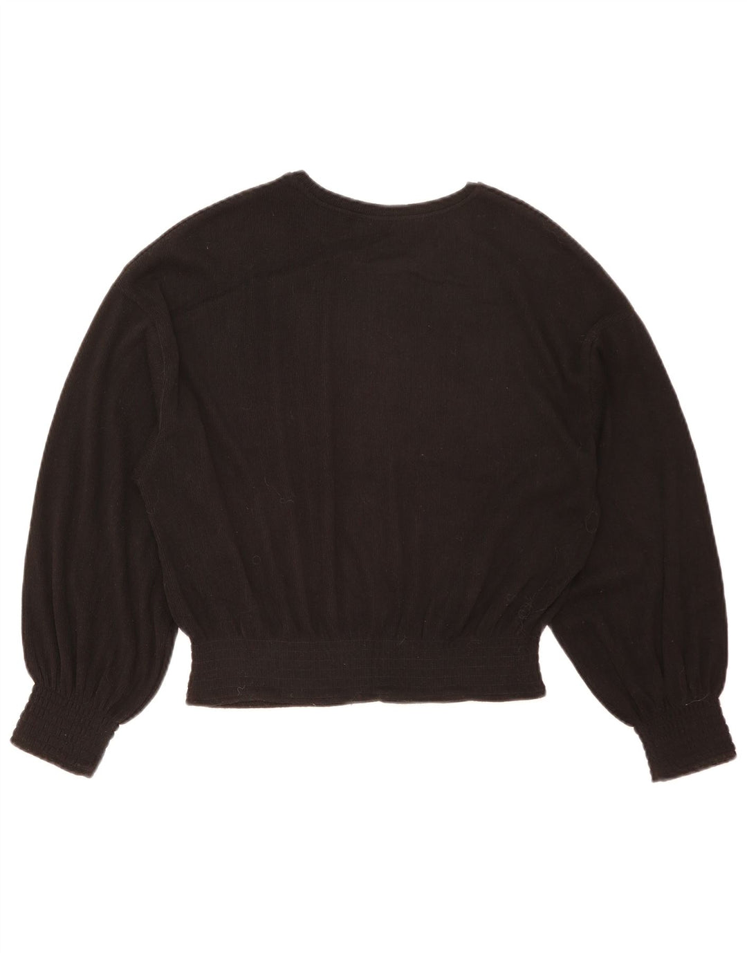 Zara Damen Crop Long Sleeve Oversized Bluse Top UK 10 Small Schwarz
