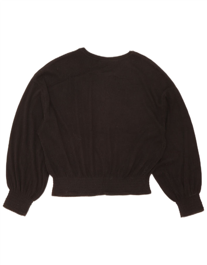 Zara Damen Crop Long Sleeve Oversized Bluse Top UK 10 Small Schwarz