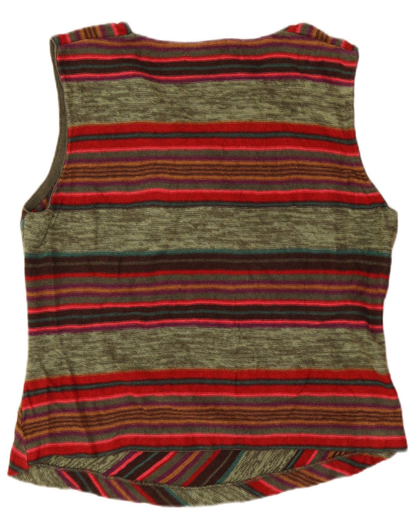 Chaps Damen Ärmelloses Crop Top UK 18 XL Grün gestreiftes Leinen