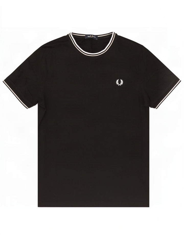 Fred Perry Herren T-Shirt Top Medium Schwarz Baumwolle