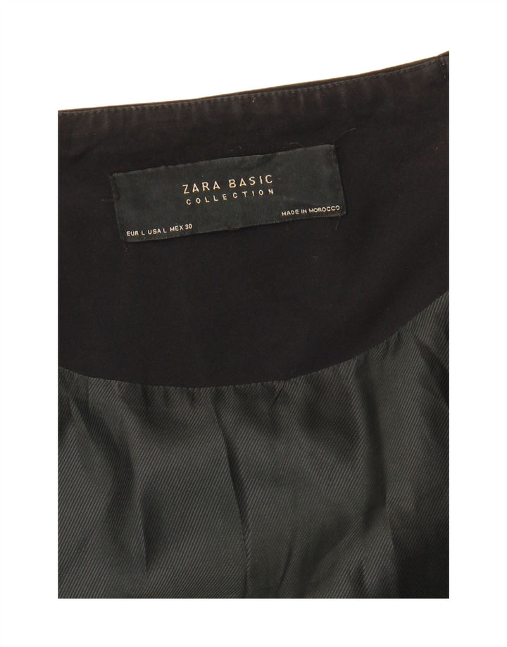 Zara Damen Longline ärmellose offene Blazerjacke UK 16 Large Schwarz