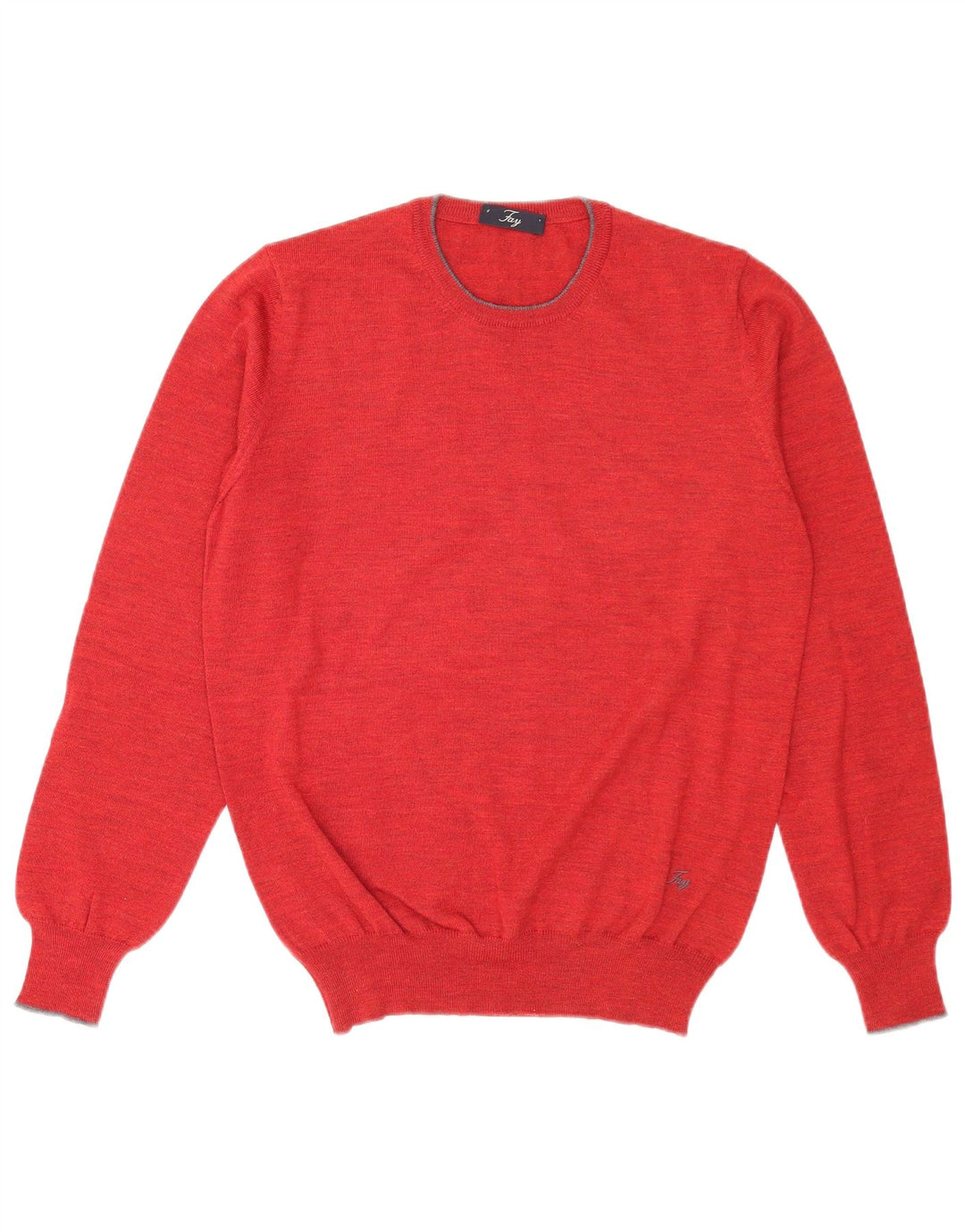 Fay Herren-Pullover mit Rundhalsausschnitt, Größe 48, mittelrote Schurwolle