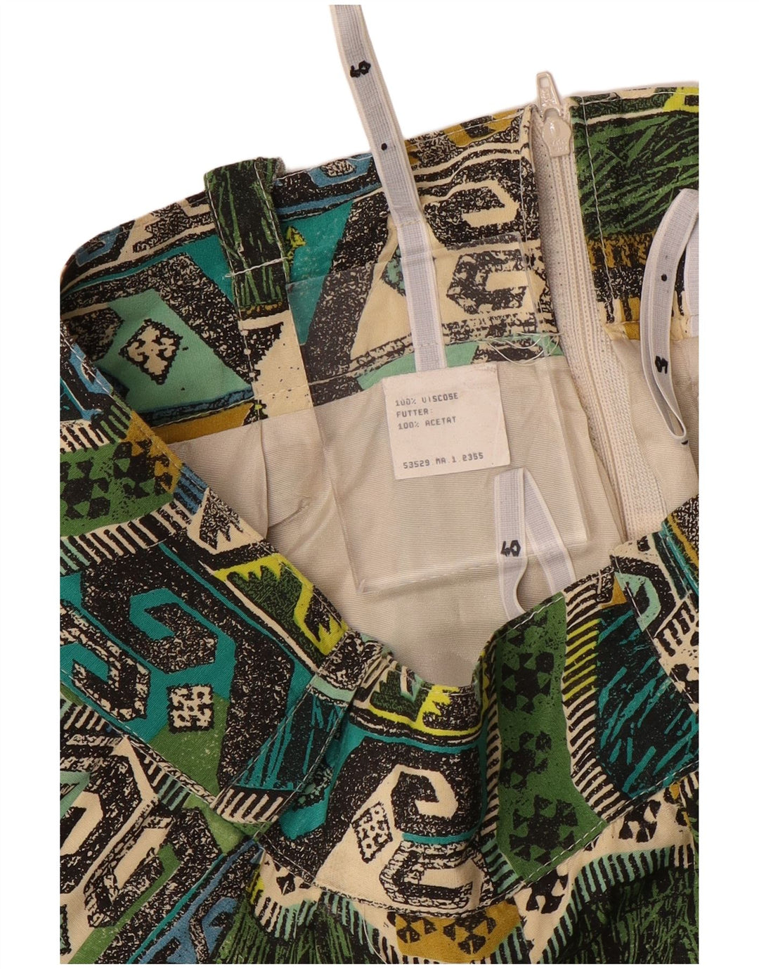 VINTAGE Damen Haremshose W28 L22 Grüne geometrische Viskose