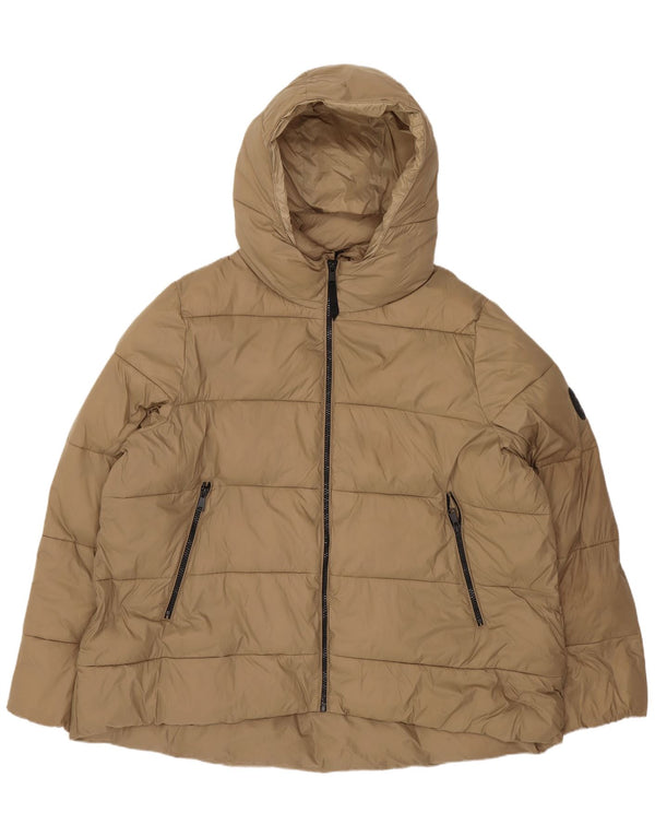 Zara Damen-Jacke mit Kapuze, gepolstert, UK 20 2XL, Beige, Polyester