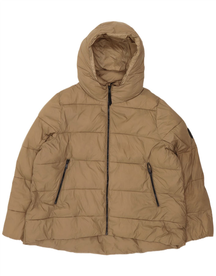 Zara Damen-Jacke mit Kapuze, gepolstert, UK 20 2XL, Beige, Polyester
