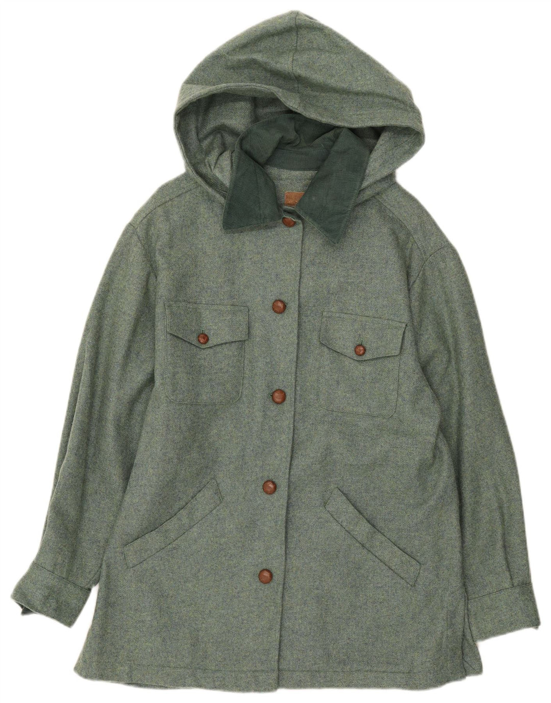 Neue Penny Damen-Utility-Jacke mit Kapuze IT 42 Mittelgrüne Wolle