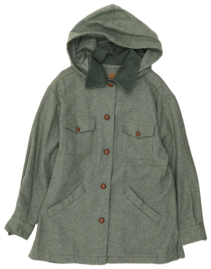 Neue Penny Damen-Utility-Jacke mit Kapuze IT 42 Mittelgrüne Wolle