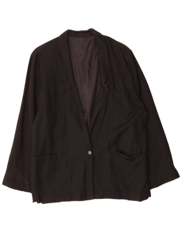Vintage Damen übergroße 1-Knopf-Blazerjacke UK 10 Small Black