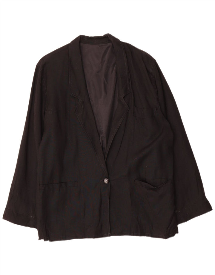 Vintage Damen übergroße 1-Knopf-Blazerjacke UK 10 Small Black