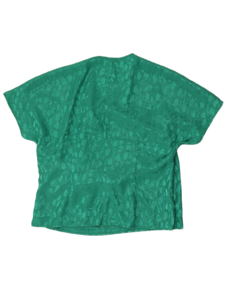 Vintage Damen Bluse Top UK 22 2XL Grün geflecktes Polyester