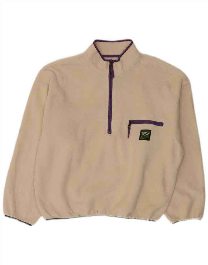 Think Pink – Übergroßer Fleece-Pullover mit Reißverschluss am Hals für Damen, UK 14, Mittel, gebrochenes Weiß