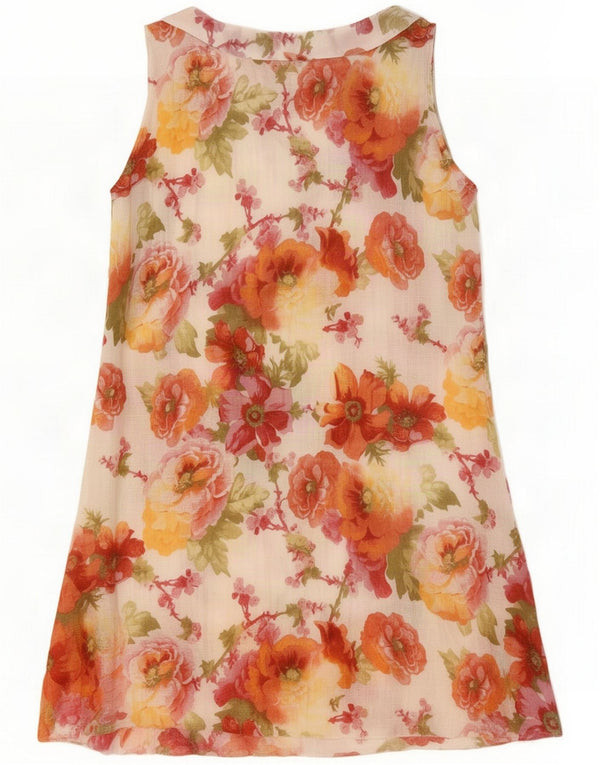 Vintage Damen Ärmelloses Tunikakleid US 4 Small Mehrfarbiges Blumenmuster