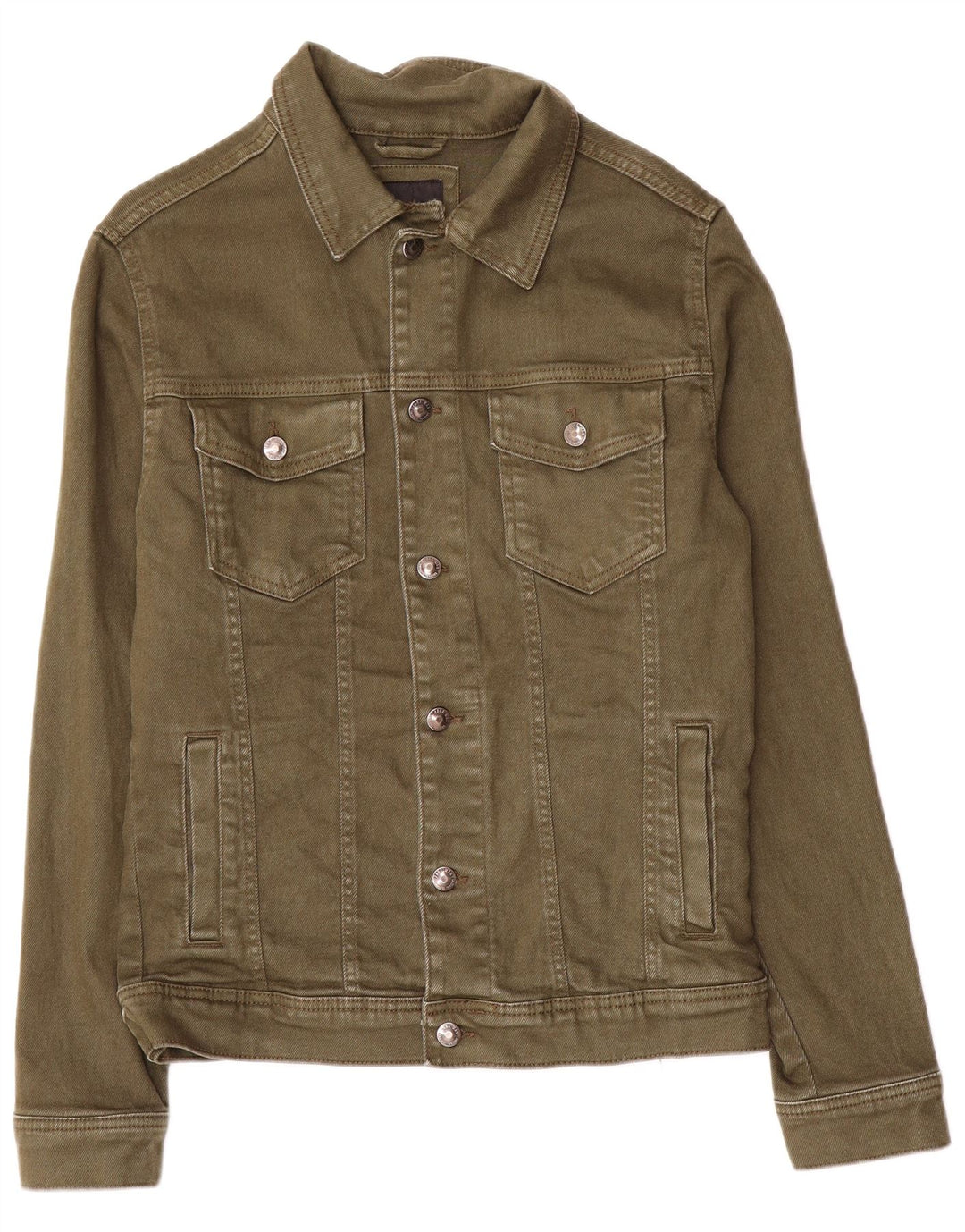 Zara Herren Jeansjacke UK 38 Mittelgrüne Baumwolle