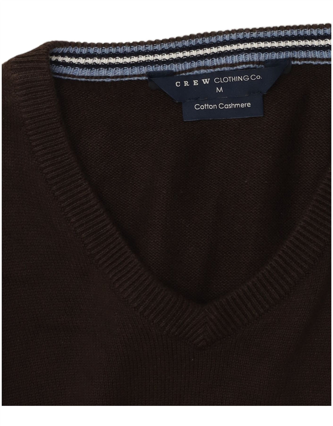 Crew Clothing Herren-Pullover mit V-Ausschnitt aus mittelbrauner Baumwolle