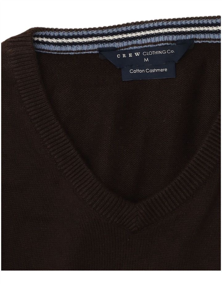 Crew Clothing Herren-Pullover mit V-Ausschnitt aus mittelbrauner Baumwolle