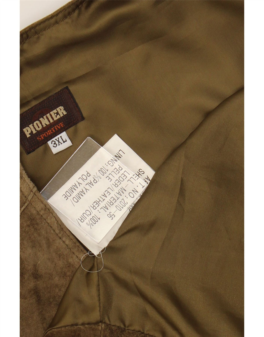 PIONIER Herren Wildlederweste UK 22 3XL Khaki Leder