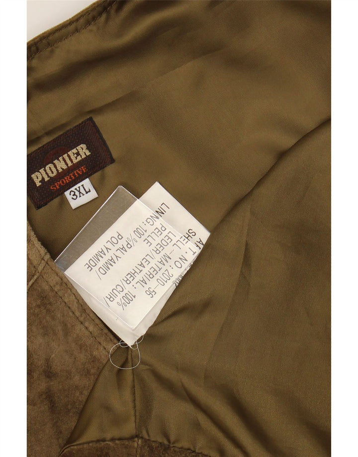 PIONIER Herren Wildlederweste UK 22 3XL Khaki Leder