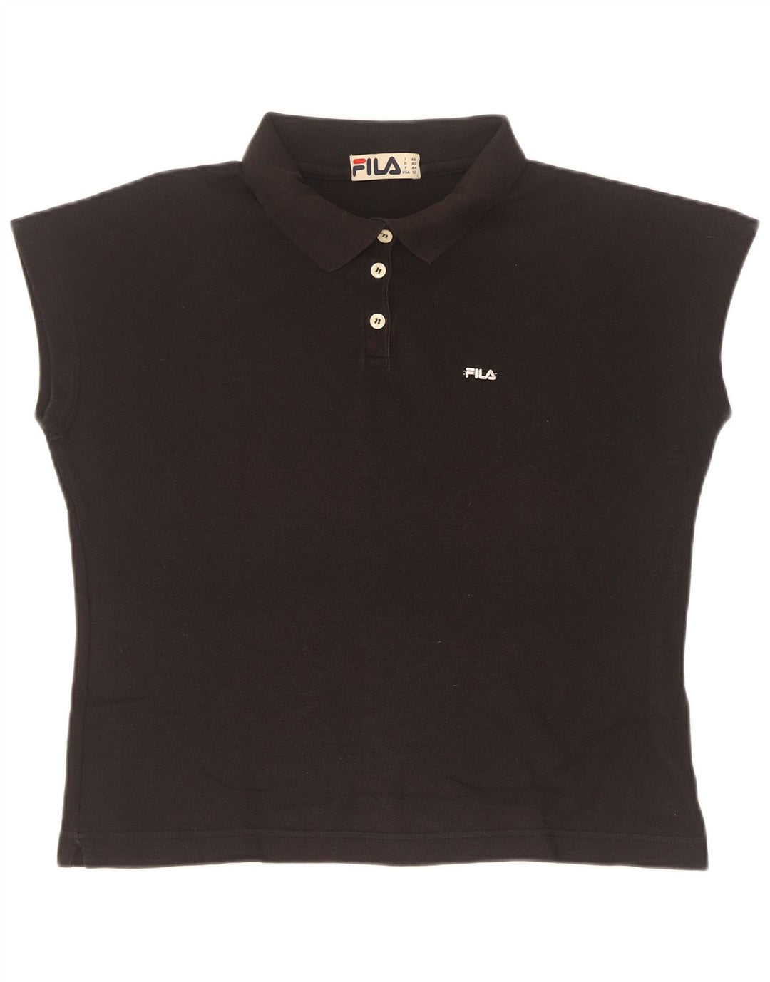 Fila Damen Poloshirt IT 48 XL Schwarz Baumwolle