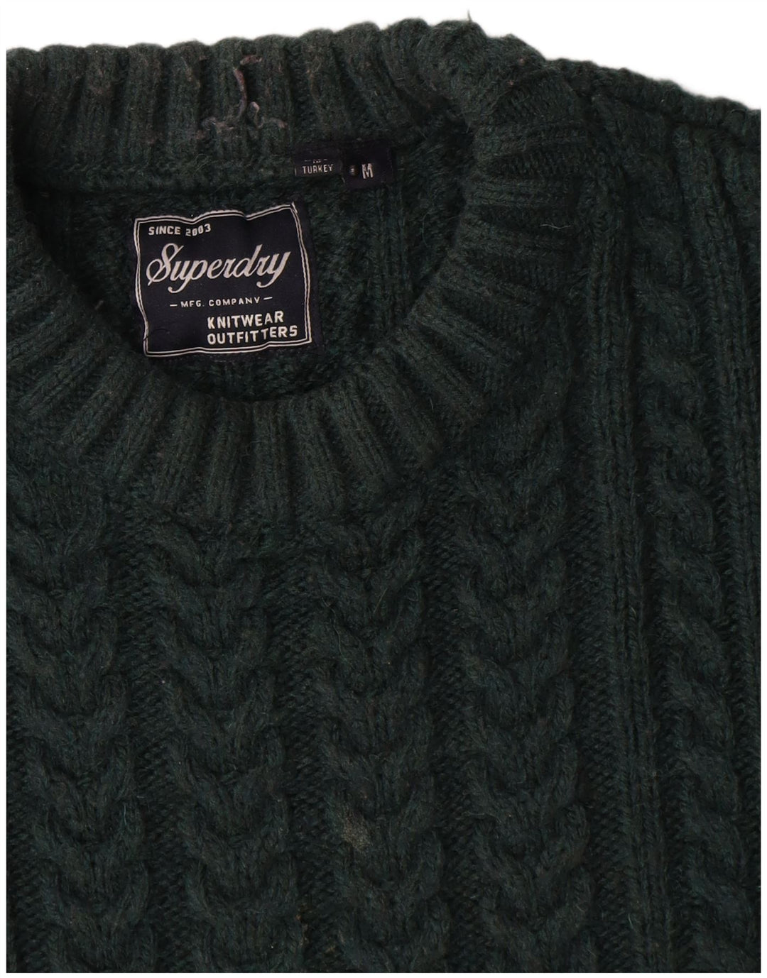 Superdry Herren-Pullover mit Rundhalsausschnitt, mittelgrünes Acryl