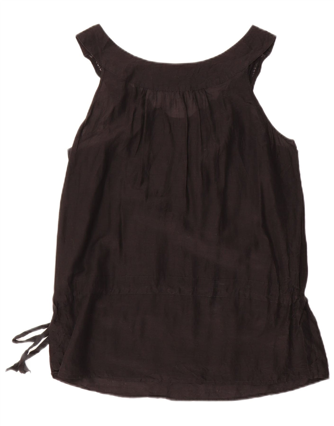 MASSIMO DUTTI Damen Ärmelloses Blusenoberteil UK 18 XL Schwarze Baumwolle