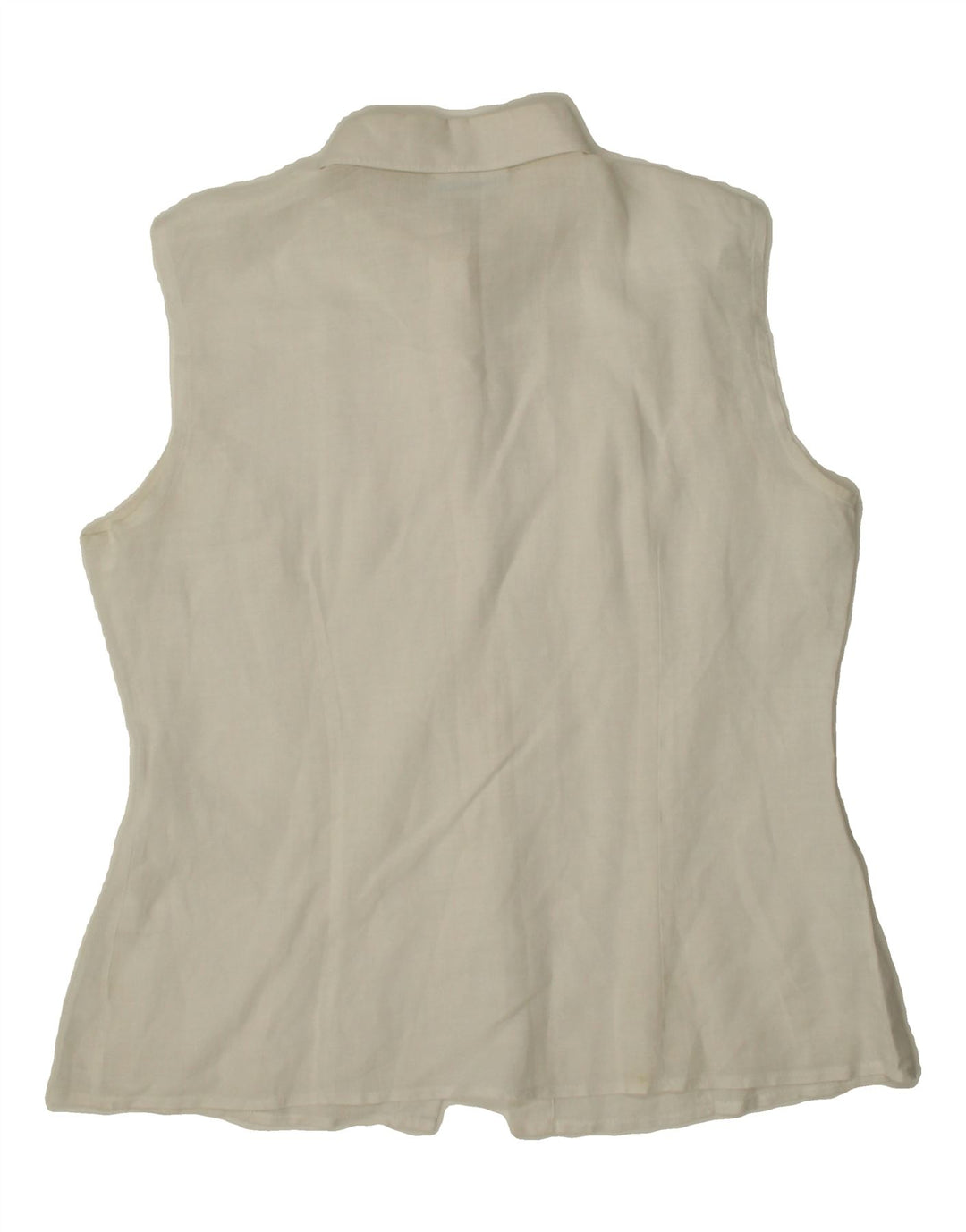 PHEDER Womens Sleeveless Shirt UK 14 Medium White Ramie Vintage Pheder and Second-Hand Pheder from Messina Hembry 