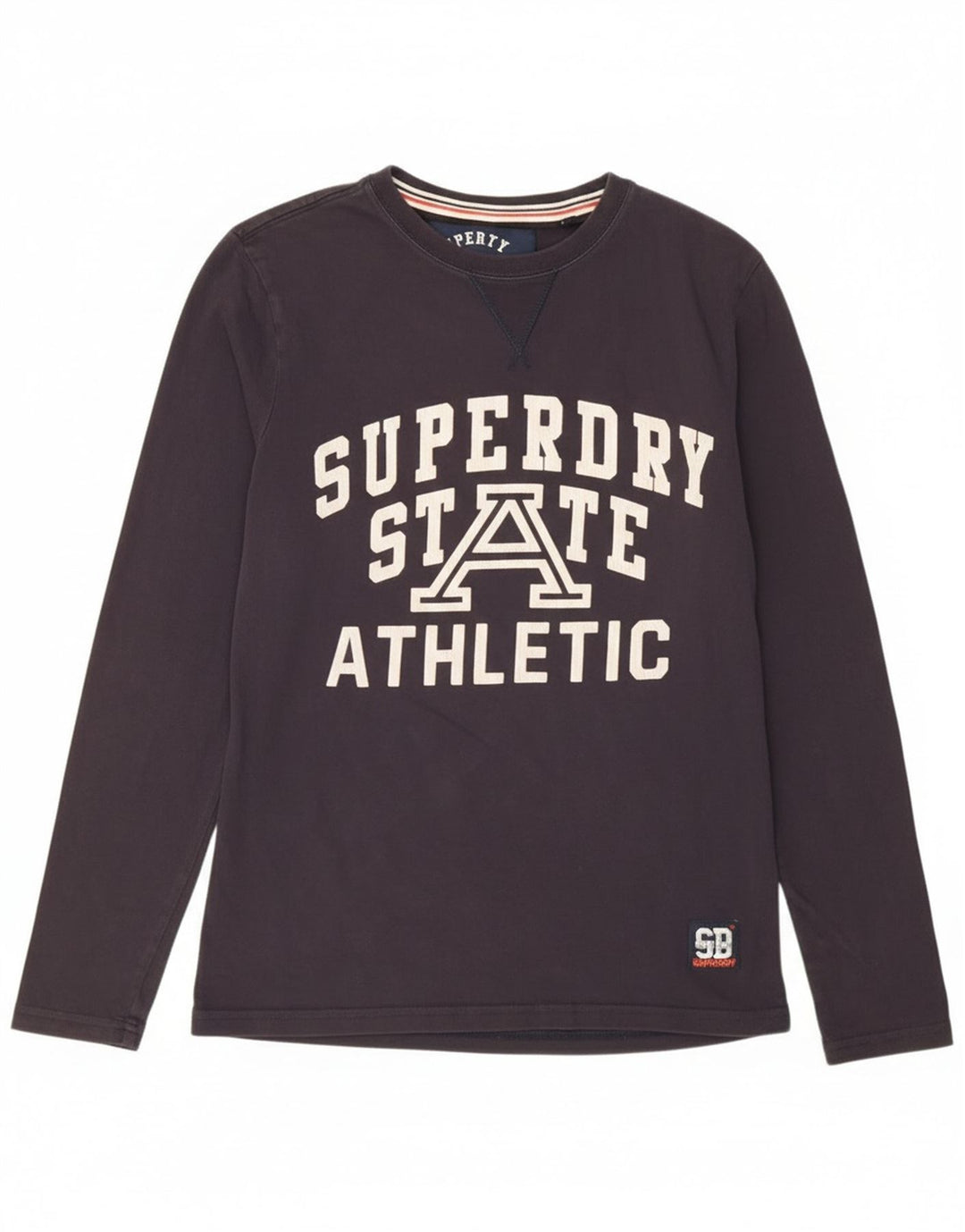 Superdry Herren Grafik-Oberteil, langärmelig, klein, Marineblau, Baumwolle