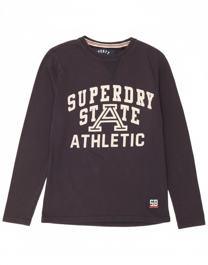 Superdry Herren Grafik-Oberteil, langärmelig, klein, Marineblau, Baumwolle