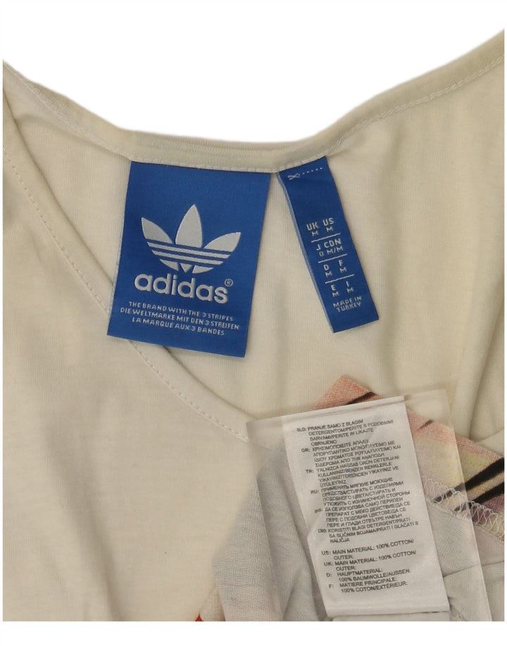 ADIDAS Damen Graphic Vest Top UK 14 Medium Off White Baumwolle