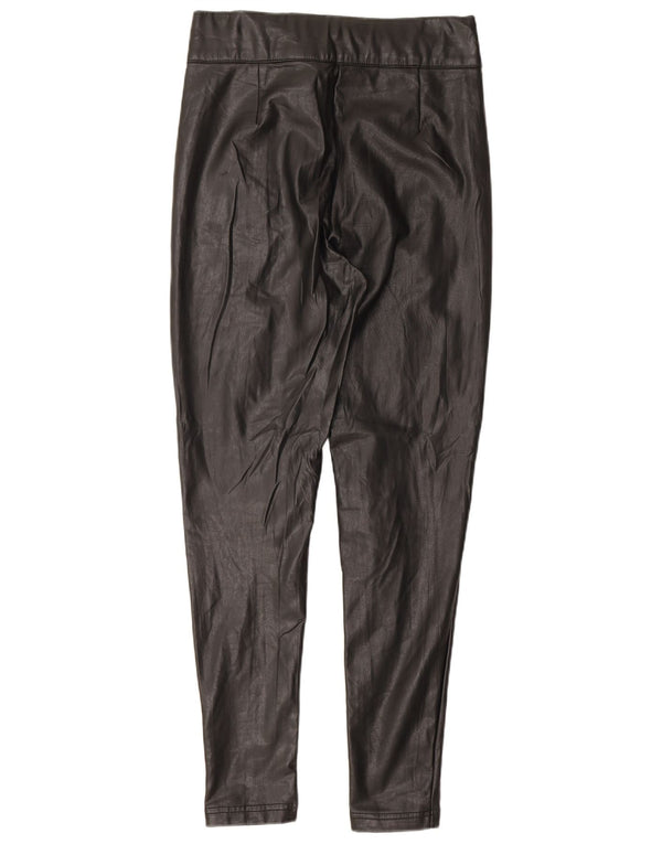 Marks & Spencer Damen Kunstlederhose UK 10 Small W28 L27 Schwarz