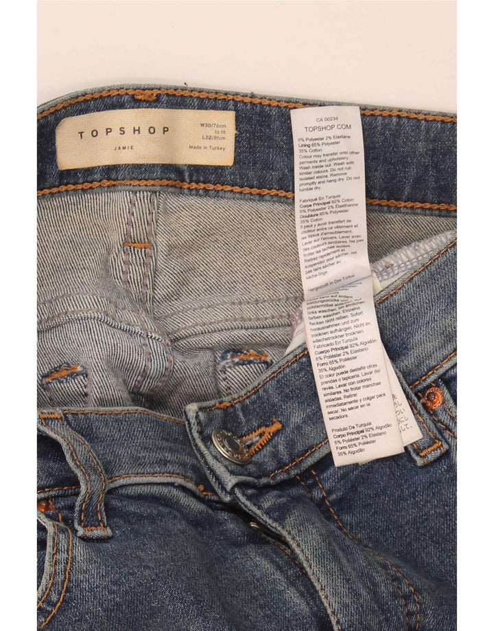Topshop Damen Jamie Skinny Jeans W30 L32 Blau Polyester